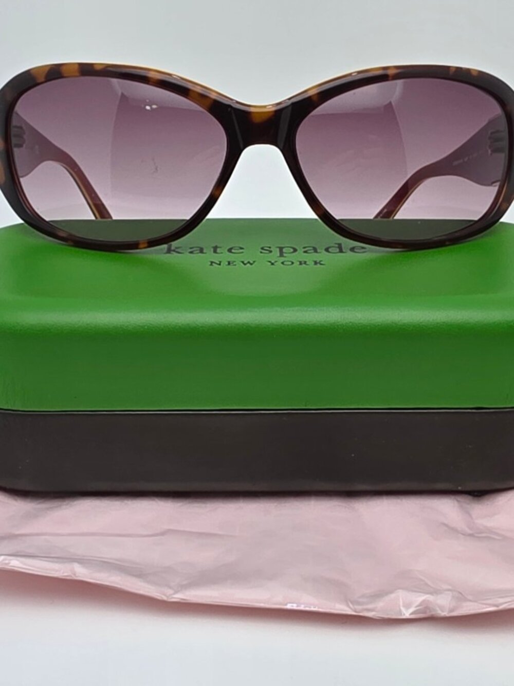 Kate Spade Dorothy Tortoise Citron Frame Brown Gradient Lens Sunglasses w/ Case